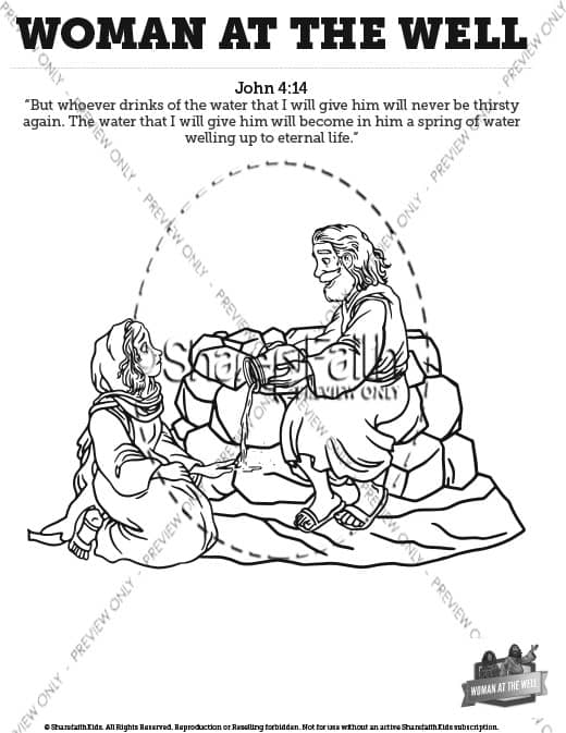 John 4 Woman at the Well Sunday School Coloring Pages