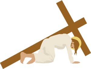 Christ Bends Under Cross