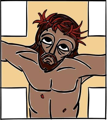 Jesus on Cross with Pierced Skin