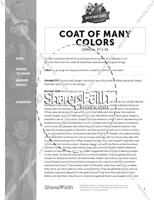 Genesis 37 Coat of Many Colors: Curriculum