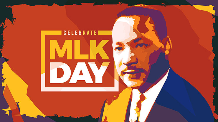 Celebrate MLK Day: Title Graphic Red Low Poly