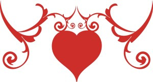 Valentines Day Red Heart Scrollwork