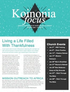 New Year's Greeting Church Newsletter