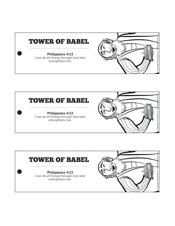 Tower of Babel Bible Story For Kids Bookmarks