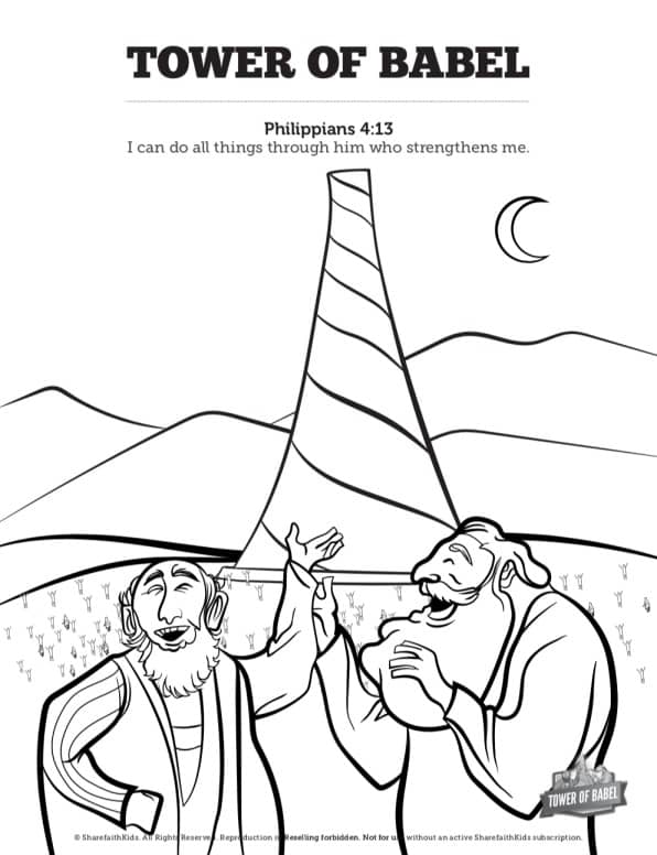 Tower of Babel Bible Story For Kids Sunday School Coloring Pages