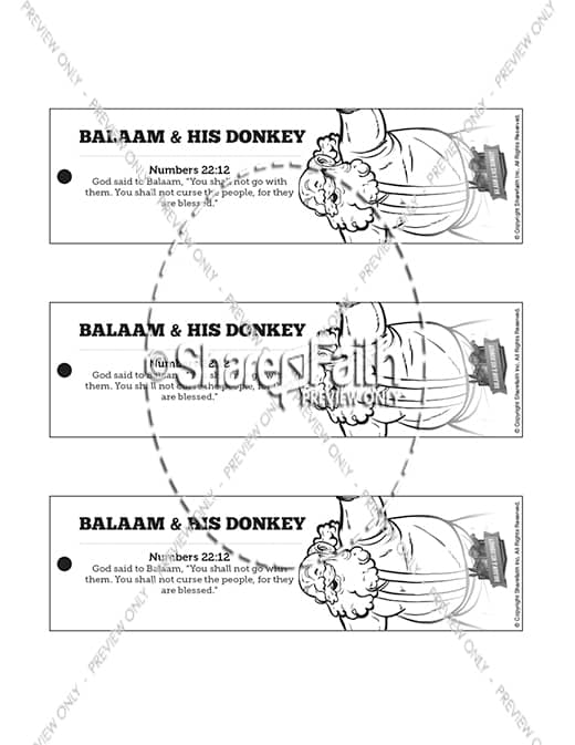 Numbers 22 Balaam's Donkey Bible Bookmarks