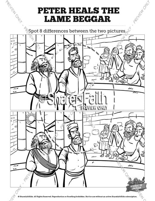 Acts 3 Peter Heals the Lame Man Kids Spot The Difference