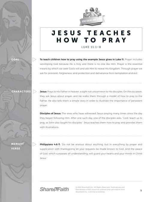 Luke 11 The Lord's Prayer Sunday School Curriculum