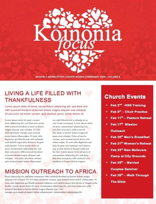 Happy Valentine's Day Love One Another Church Newsletter