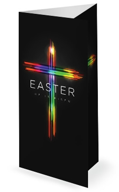 Easter Cross He Is Risen Trifold Bulletin Cover