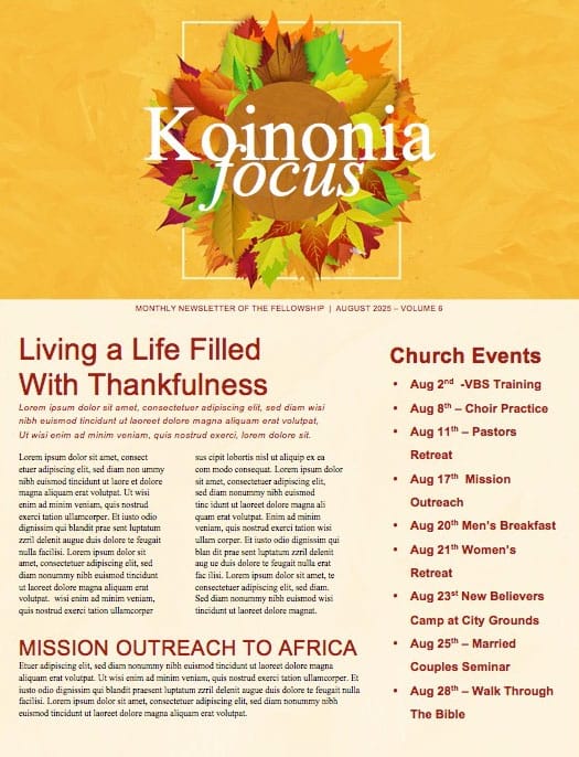 Church Fall Kickoff Newsletter Template