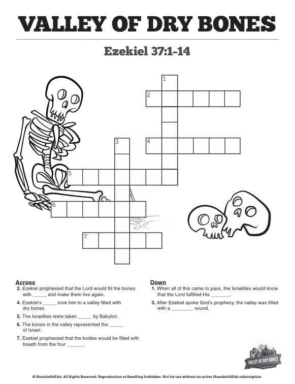 Ezekiel 37 Valley of Dry Bones Sunday School Crossword Puzzles