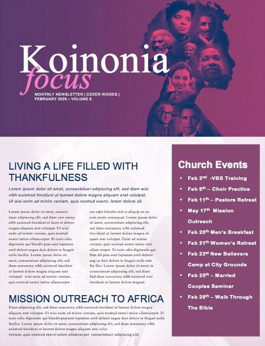Black History Month Church Service Newsletter