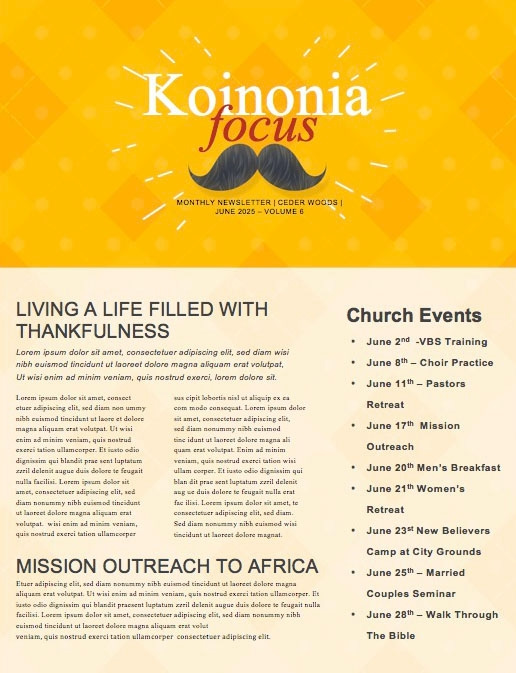 Father's Day Mustache Church Newsletter