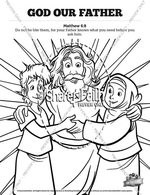 Matthew 6 God our Father Sunday School Coloring Pages