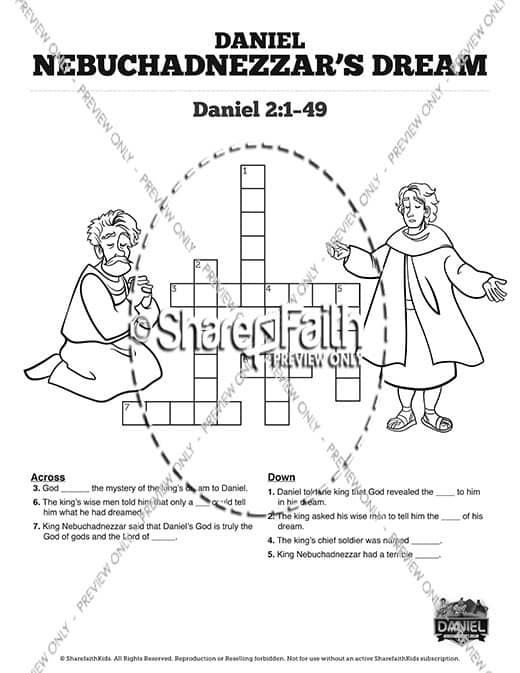 Daniel 2 Nebuchadnezzar's Dream Sunday School Crossword Puzzles
