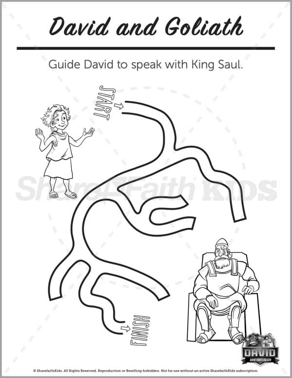 1 Samuel 17 David and Goliath Preschool Mazes