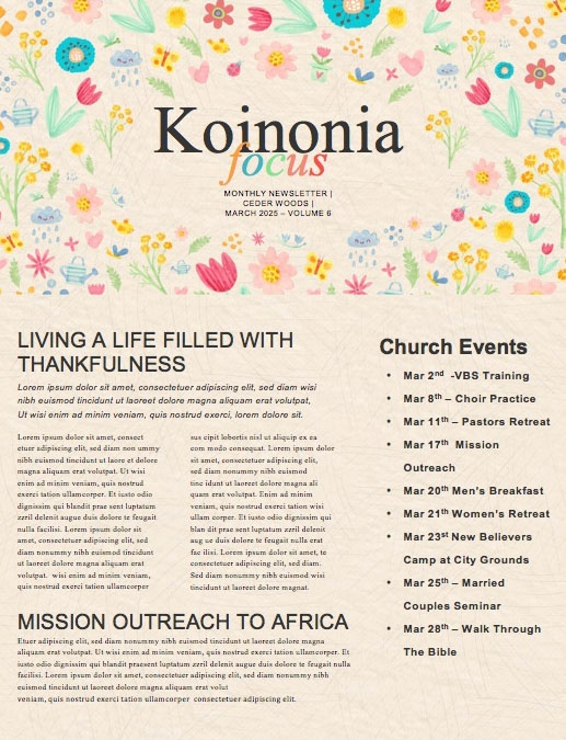 Spring Blooms Church Newsletter