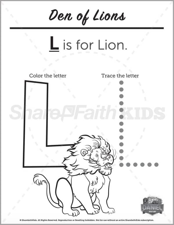 Daniel 6 Den of Lions Preschool Letter Coloring