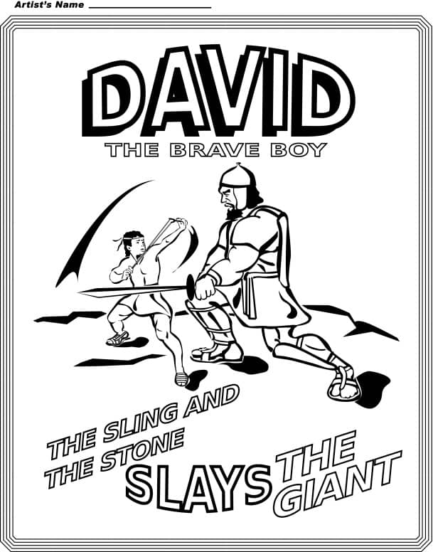 David the Brave Boy Coloring Page