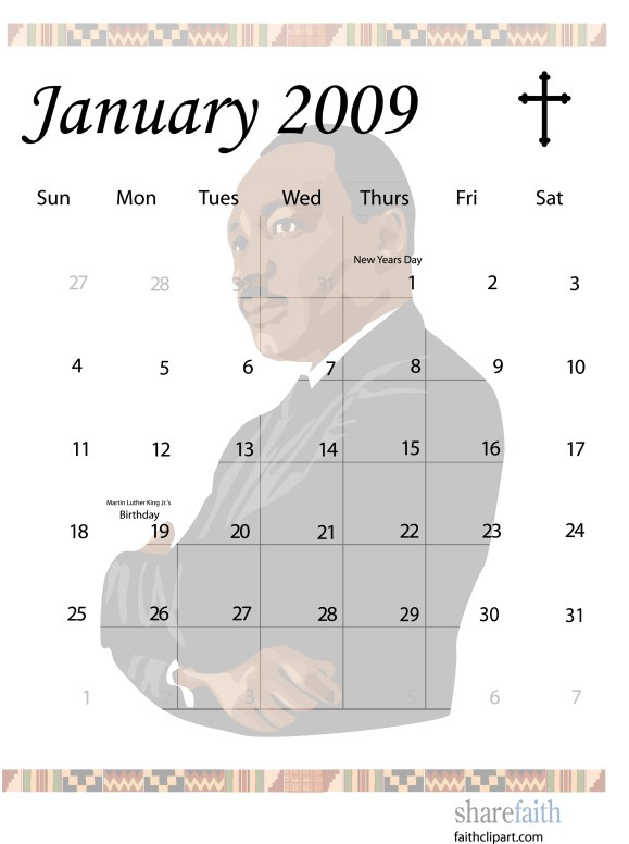 January 2009 Calendar Graphic
