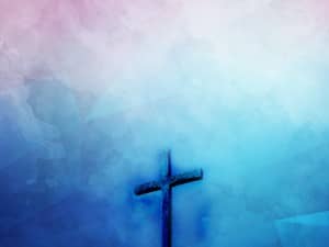 Cross Watercolor Blue Religious Background