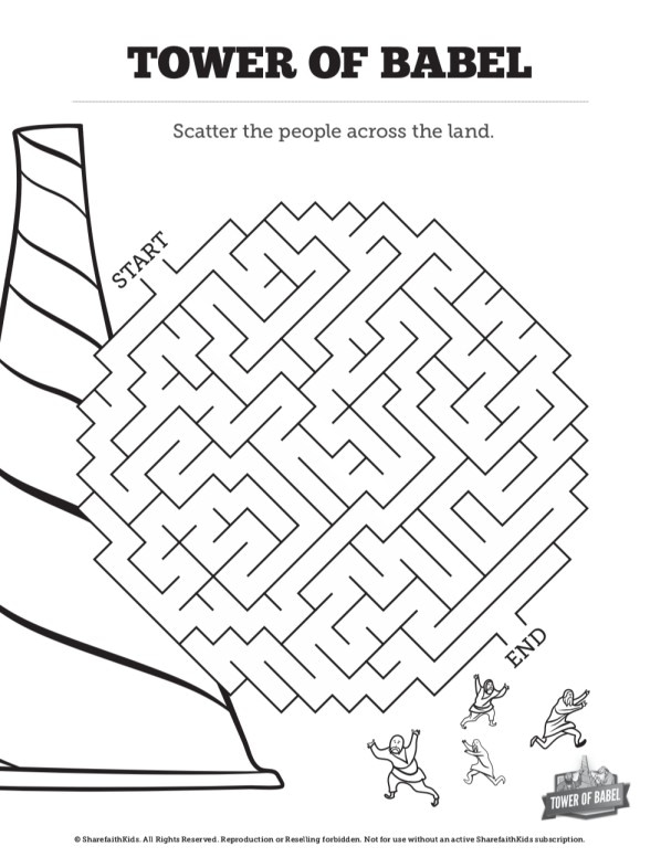 Tower of Babel Bible Story For Kids Sunday School Mazes