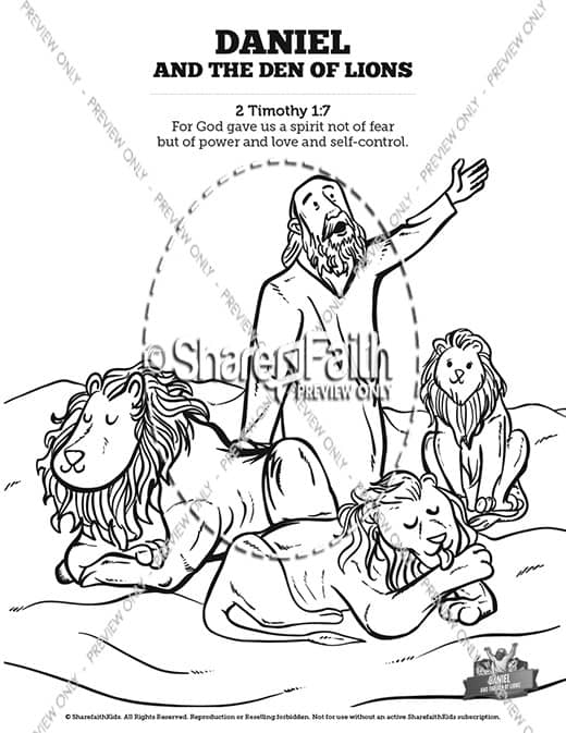 Daniel And The Lions Den Sunday School Coloring Pages