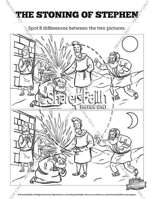 Acts 7 The Stoning of Stephen Kids Spot The Difference