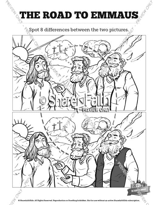 Luke 24 Road to Emmaus Kids Spot The Difference