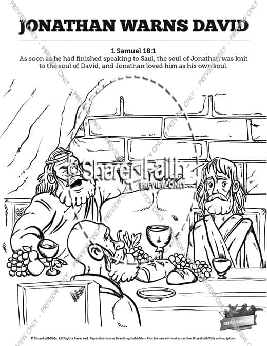 1 Samuel 20 David and Jonathan Sunday School Coloring Pages