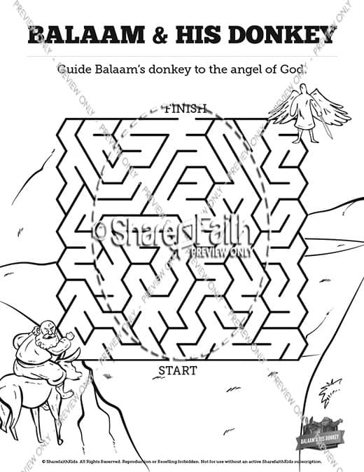 Numbers 22 Balaam's Donkey Bible Mazes