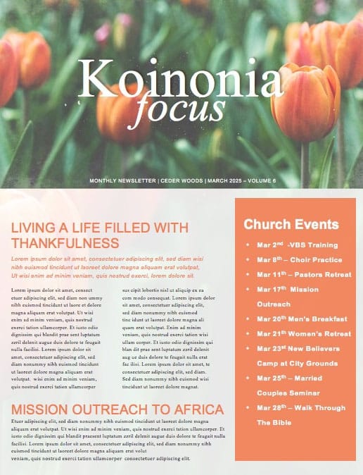 Spring Forward Tulip Church Newsletter