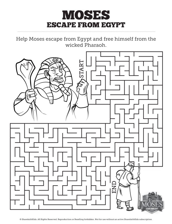 Exodus 2 Moses Escapes From Egypt Bible Mazes
