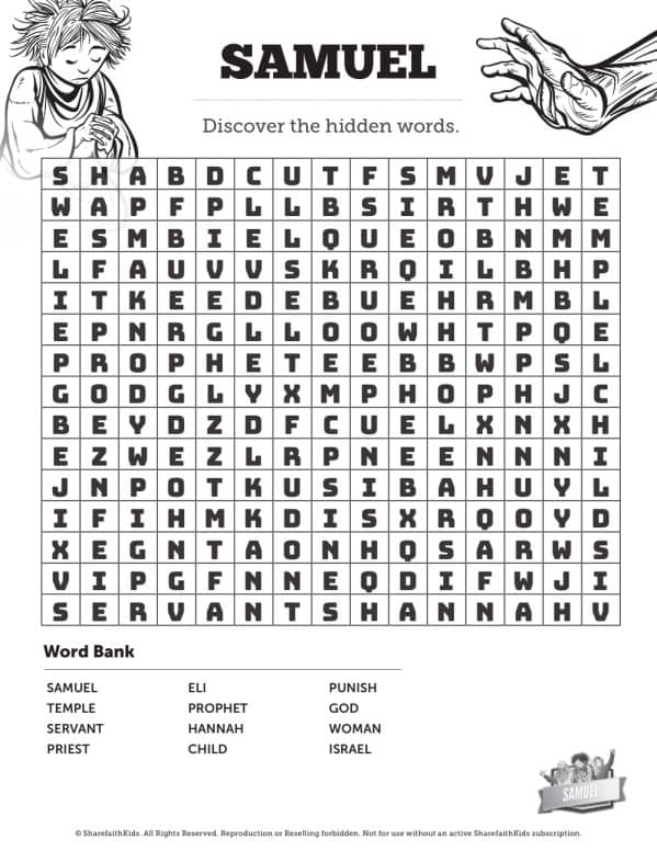 Samuel Bible Story Bible Word Search Puzzles