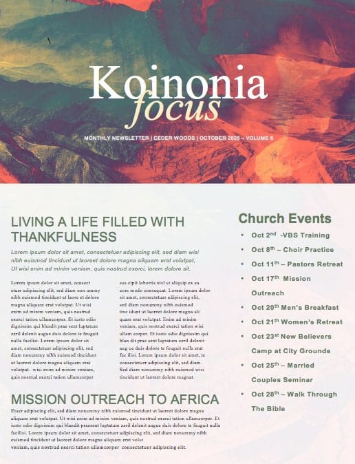 Exodus Church Newsletter Template