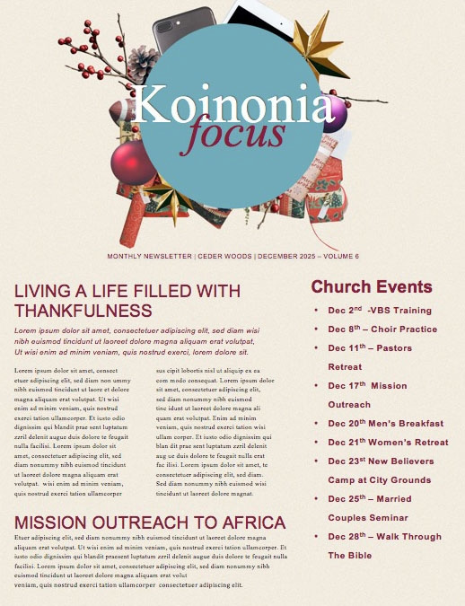 Uncluttered Christmas Church Newsletter