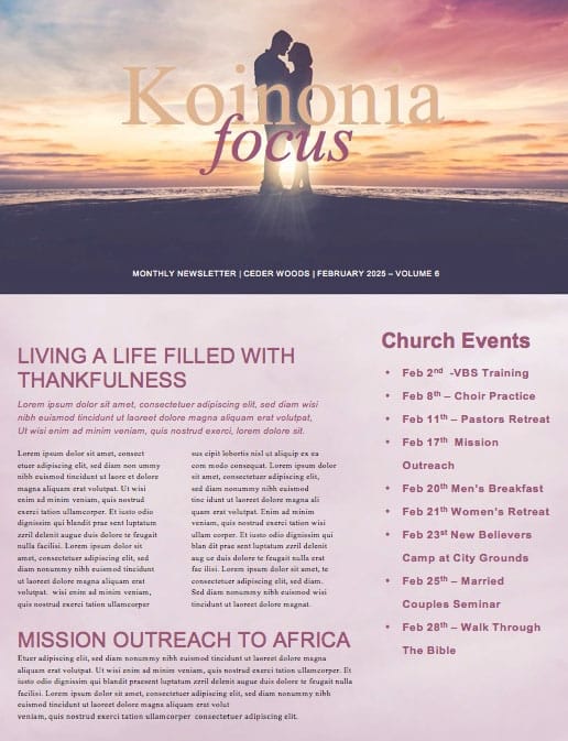 Connected Marriage Retreat Church Newsletter