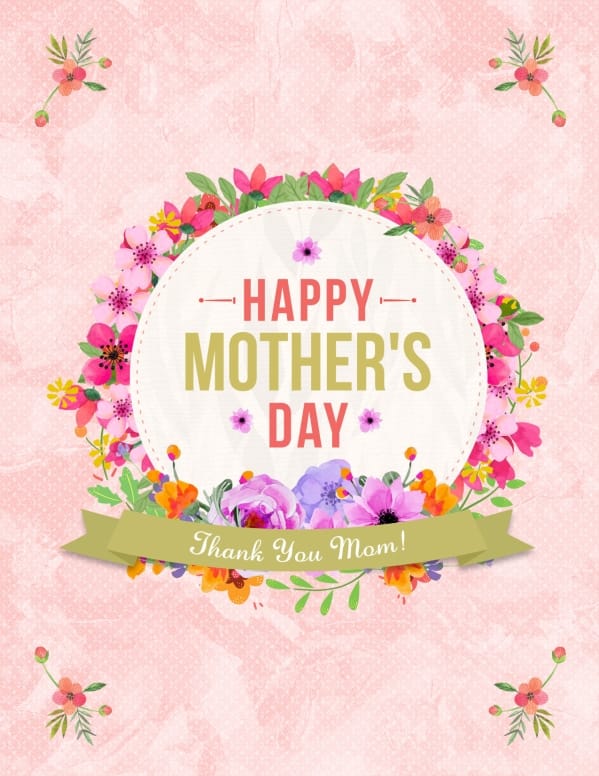 Happy Mother's Day Thank You Mom Flyer Template