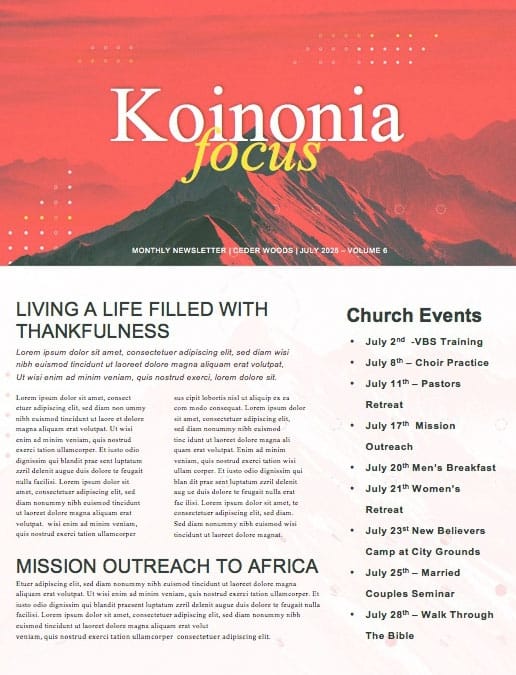 Vision Sunday Red Mountains Church Newsletter