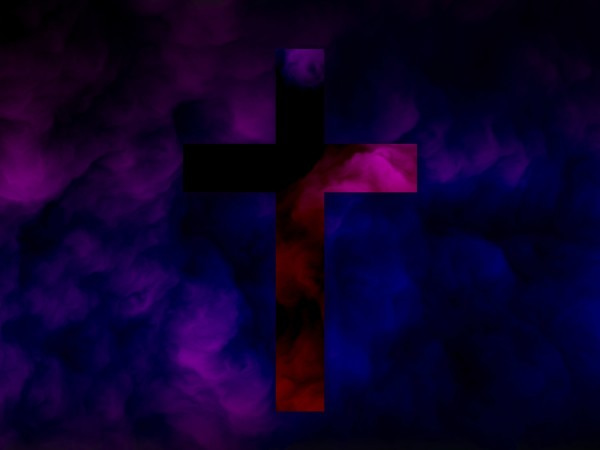 Violet Cross Abstract Clouds Worship Background
