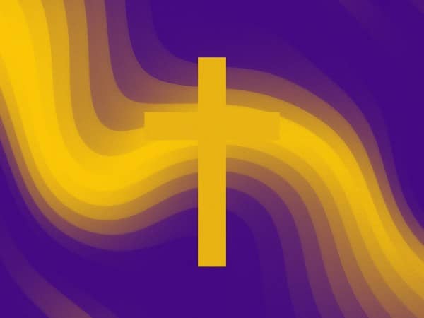 Pixel Waves Yellow Cross Worship Background