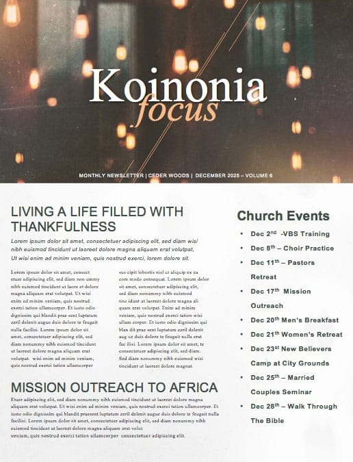 Worship Church Newsletter