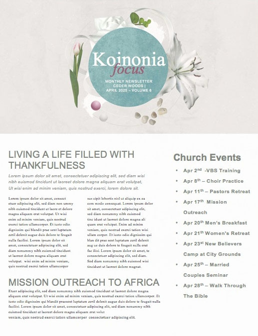 Easter Sunday Lily Church Newsletter