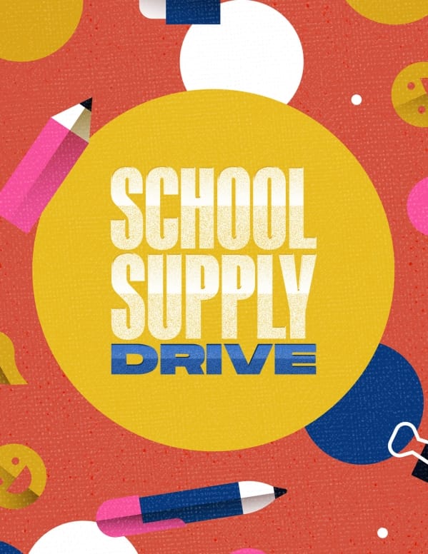 School Supply Drive Pencil Church Flyer