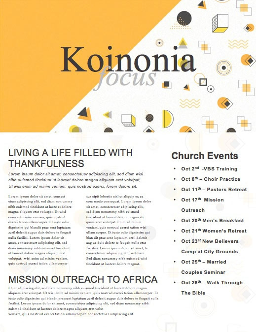 Pastor Appreciation Yellow Church Newsletter