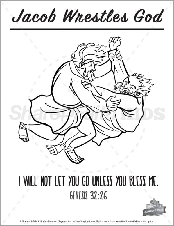 Genesis 32 Jacob Wrestles with God Preschool Coloring Pages