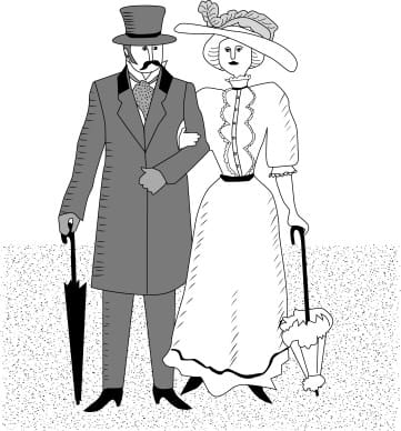 Black and White Victorian Cartoon Couple