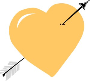 Gold Heart with Black Arrow
