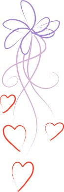 Stylized Purple Line Art Ribbon with Hearts